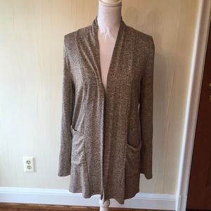 Brand new grey cardigan with brown elbow patches